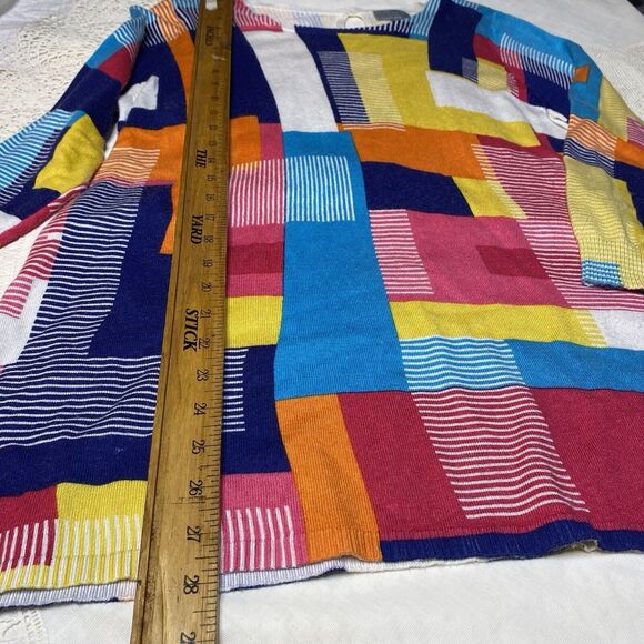 JOSEPH A Tunic Sweater Geometric Colorblock Lightweight Artsy Colorful Womens L - Picture 5 of 10
